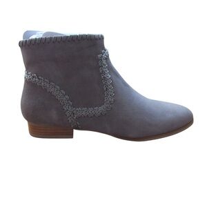Jack Rogers Womens Gemma Suede Ankle Boots Bootie Size 7 Gray Stitched Side Zip